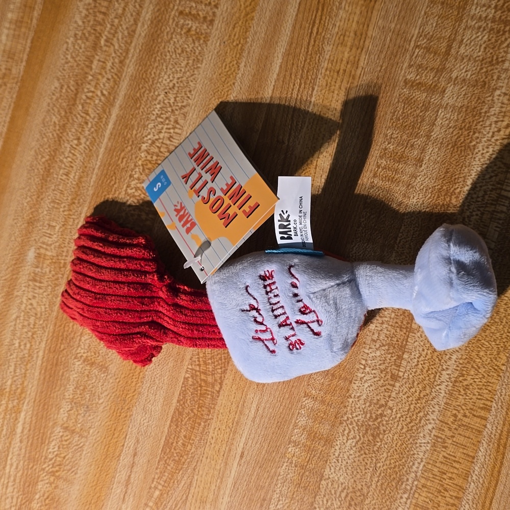 Bark Mostly Fine Wine Dog Toy NWT Size S 0-20 pounds